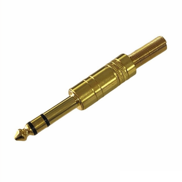 Plug Conector Macho 6.3mm Estereo Metal Resorte Dorado Micro