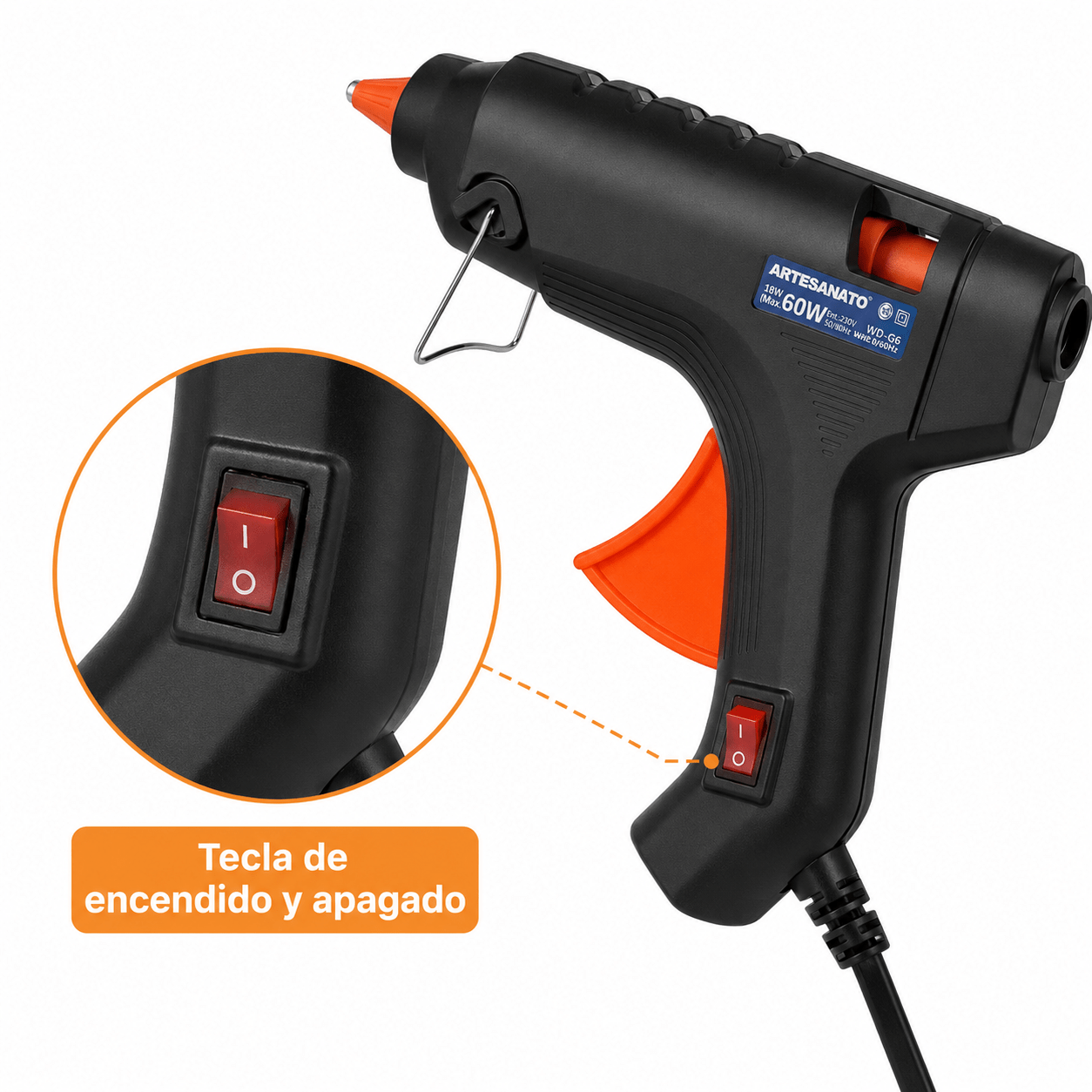 Pistola De Calor Silicona 60w 11mm Hot Melt - Imagen 2