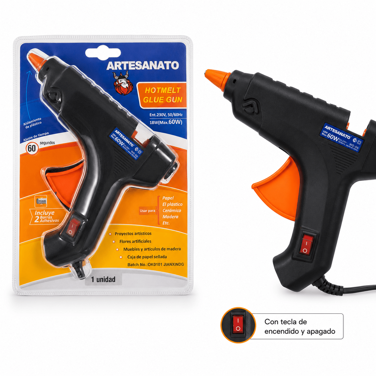 Pistola De Calor Silicona 60w 11mm Hot Melt - Imagen 3