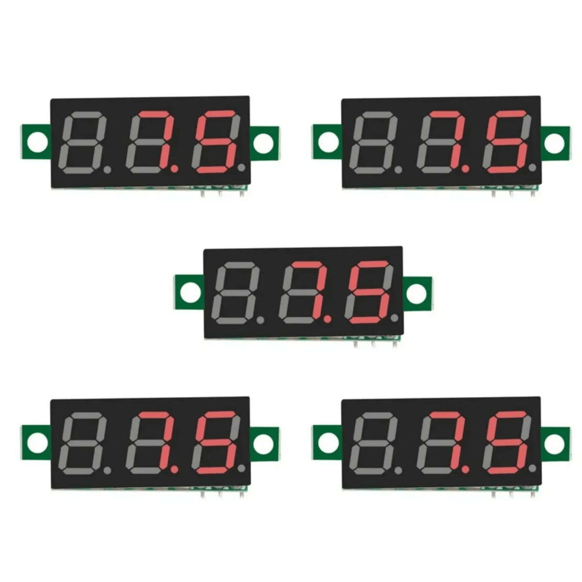 Medidor De Voltaje Digital Tres Cables Dc 0-100 Colores x 5