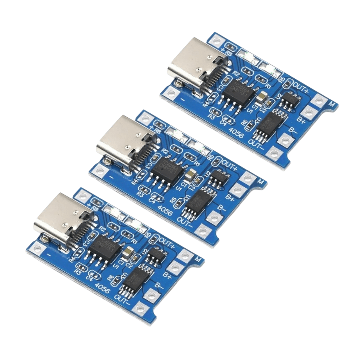 Módulo Tp4056 Carga Batería Litio Con Protección Usb Tipo C X 3 Unidades