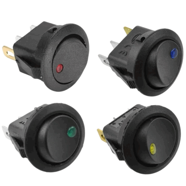 Llave Tecla Interruptor On-off Redonda Luz Led 12v 20a X5