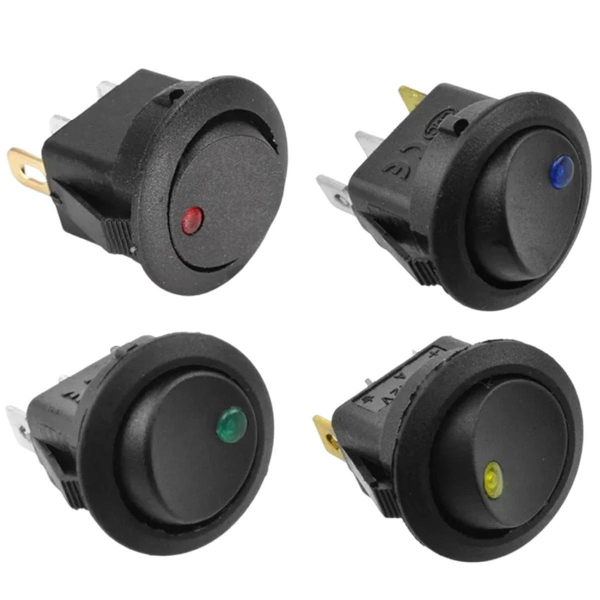Llave Tecla Interruptor On-off Redonda Luz Led 12v 20a X5