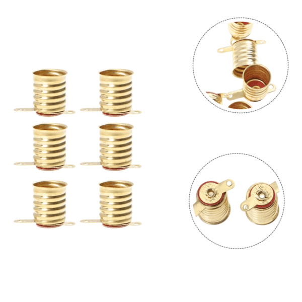 Portalampara Foquito Rosca E10 6v 12v Porta Lampara x 5 Dorado - Imagen 5
