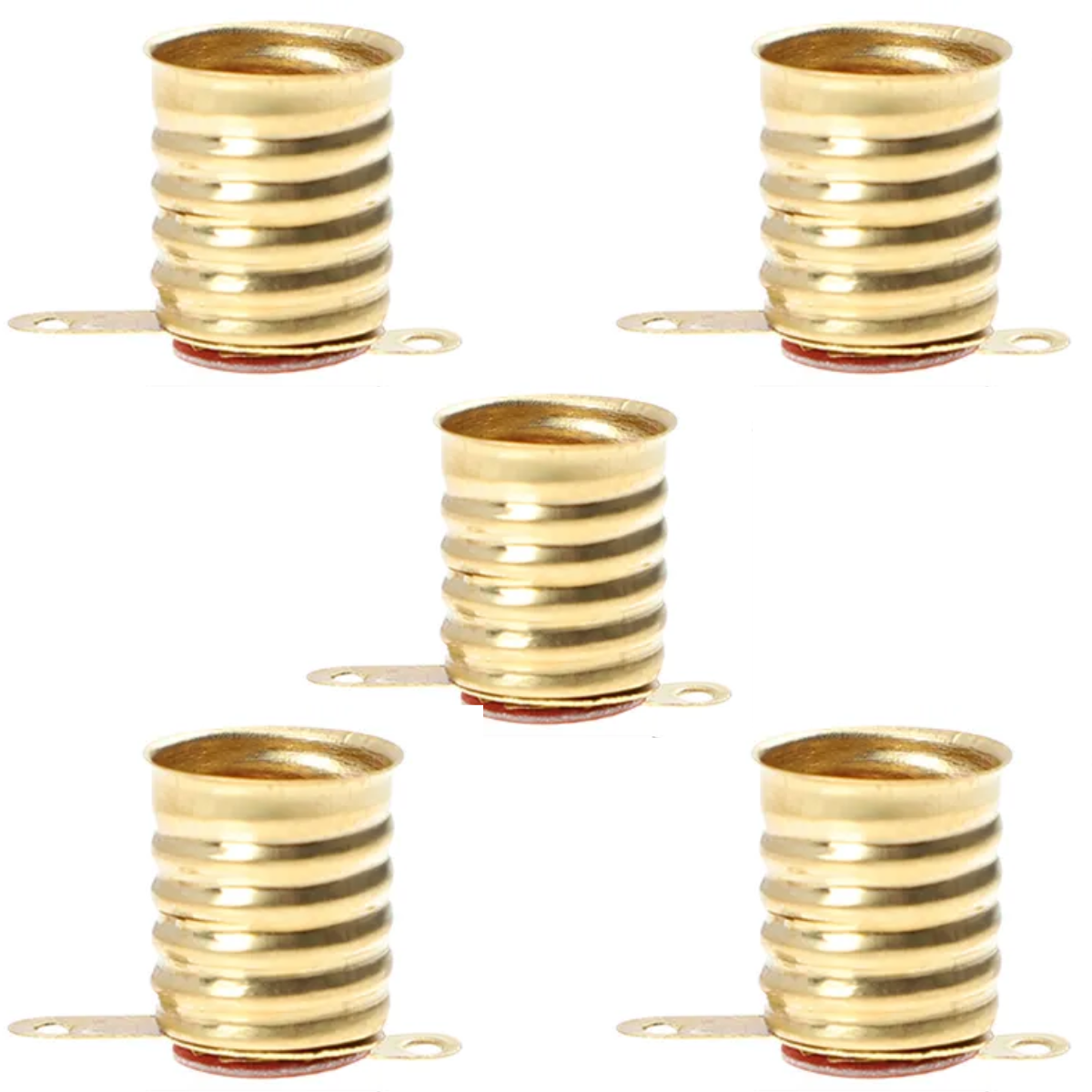 Portalampara Foquito Rosca E10 6v 12v Porta Lampara x 5 Dorado