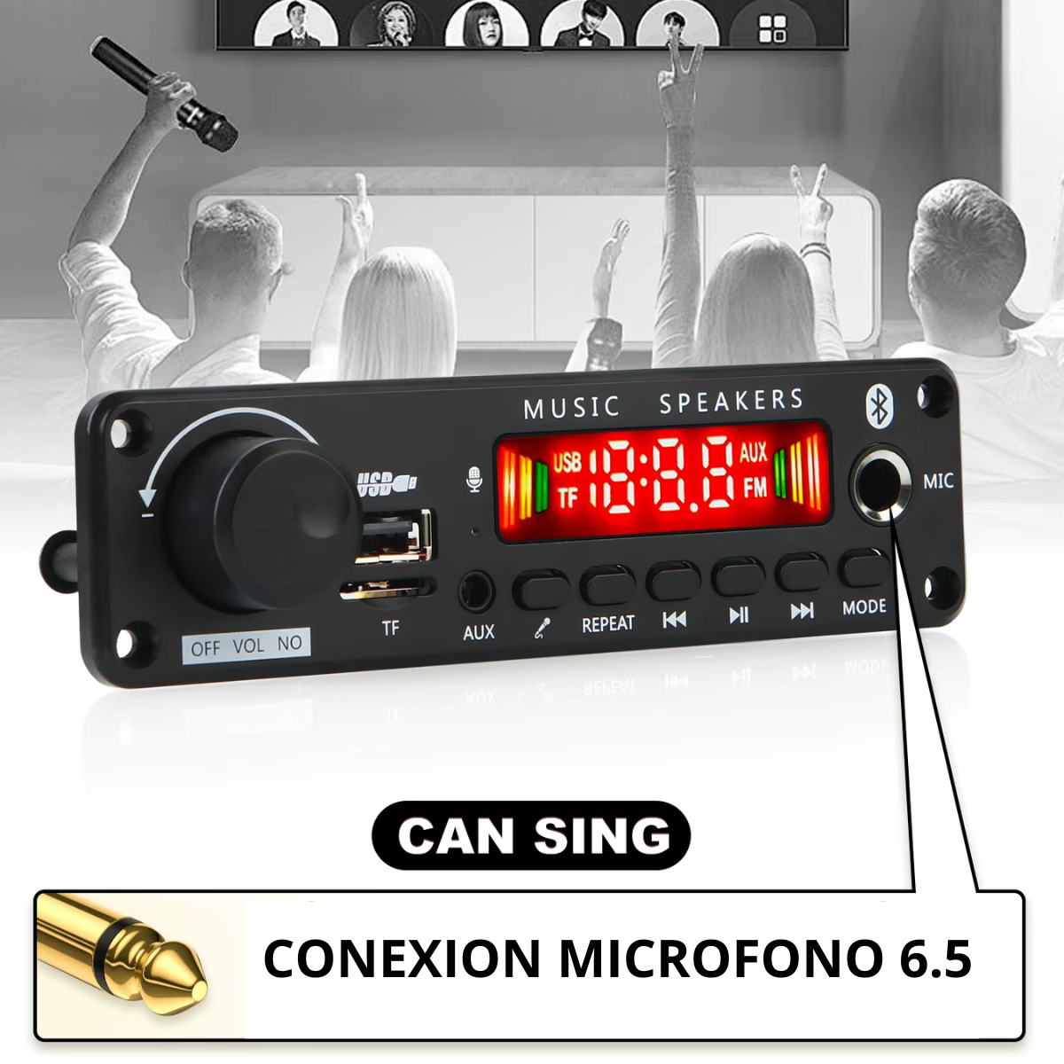 Módulo Mp3 Usb/fm/aux/carga Bluetooth Control 12v 50w 25wx2 - Imagen 5