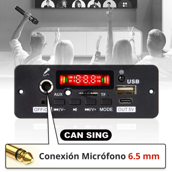 Módulo Mp3 Usb/fm/aux/carga Bluetooth Control 12v 50w 25wx2 - Imagen 9