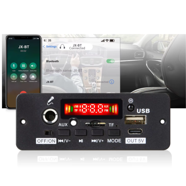 Módulo Mp3 Usb/fm/aux/carga Bluetooth Control 12v 50w 25wx2 - Imagen 5