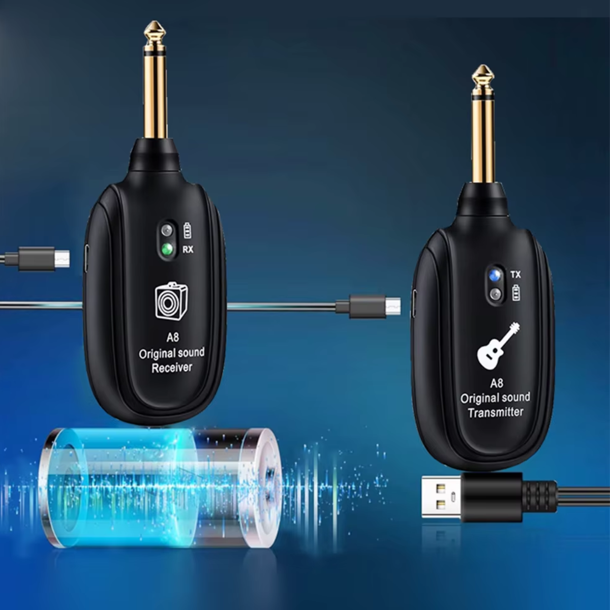 Transmisor Receptor Inalámbrico A8 Uhf Para Guitarra Y Bajo - Imagen 4