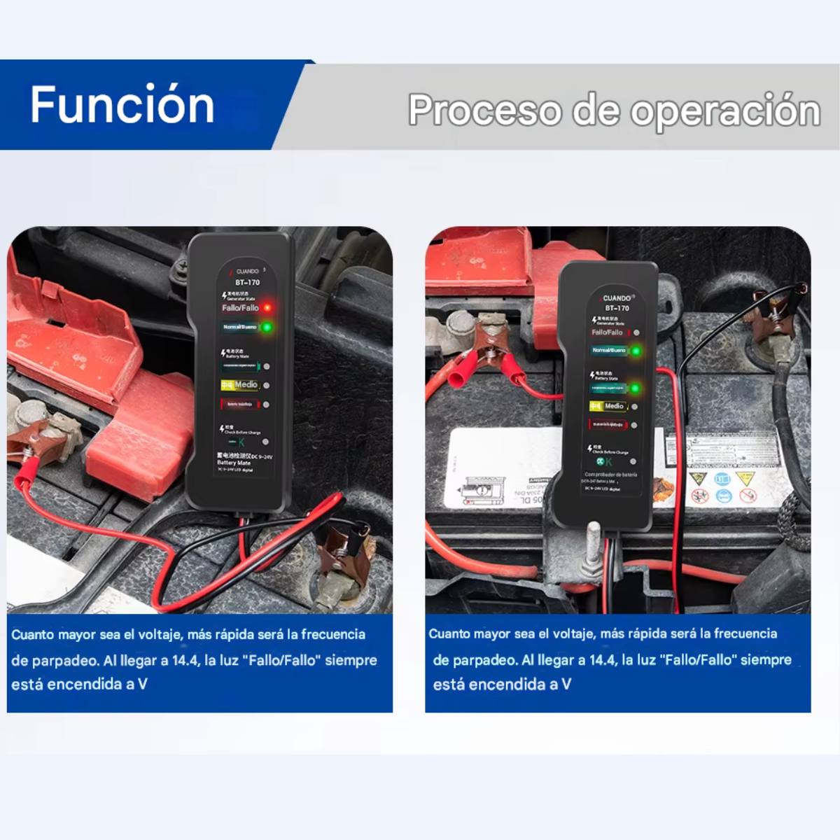 Tester Probador De Bateria Auto Moto Bt170 12v Led Digital - Imagen 3