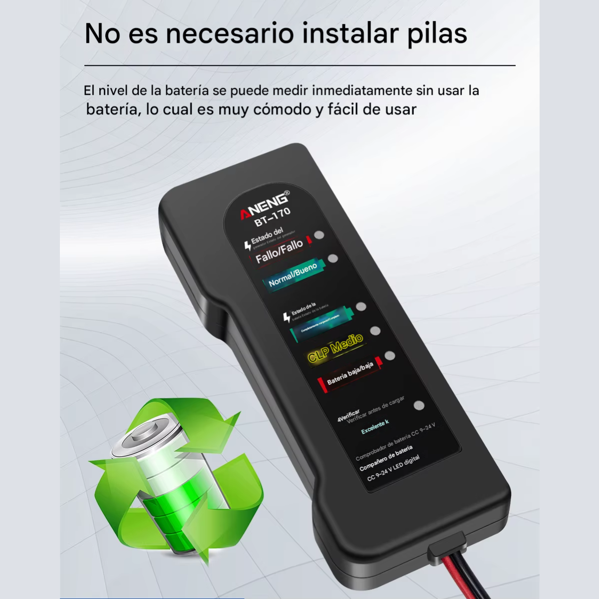 Tester Probador De Bateria Auto Moto Bt170 12v Led Digital - Imagen 8