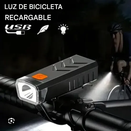 Linterna Led Para Bicicleta Con Batería Recargable Usb Negro Negro - Imagen 6