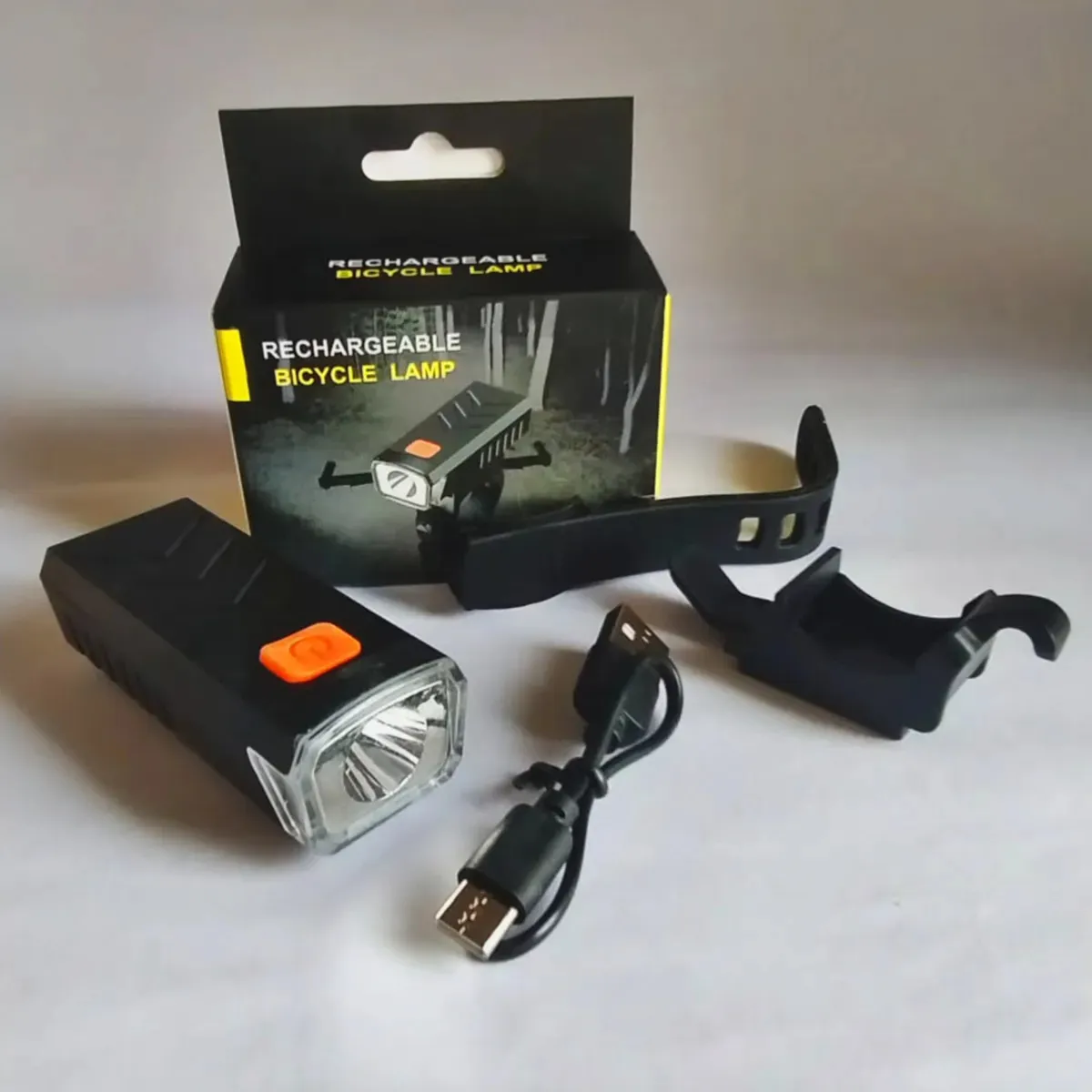 Linterna Led Para Bicicleta Con Batería Recargable Usb Negro Negro