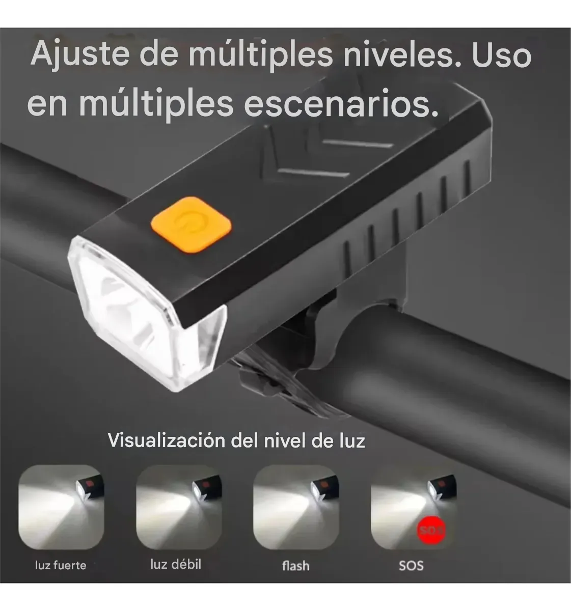 Linterna Led Para Bicicleta Con Batería Recargable Usb Negro Negro - Imagen 7