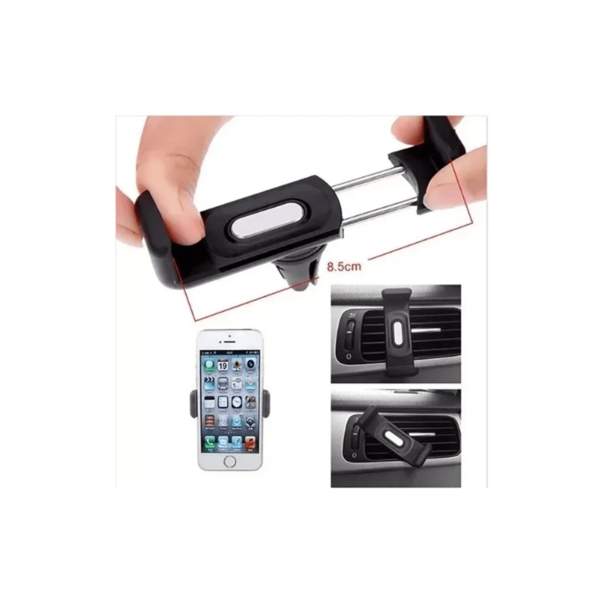 Soporte Celular Gps Universal Auto Rejilla Ventilación Aire Negro - Imagen 5