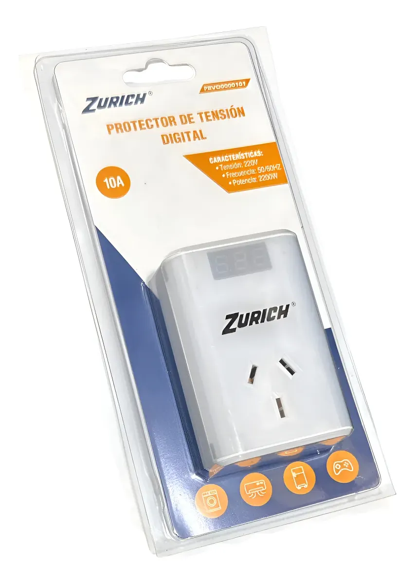 Estabilizador Protector De Tension Digital Zurich Blanco