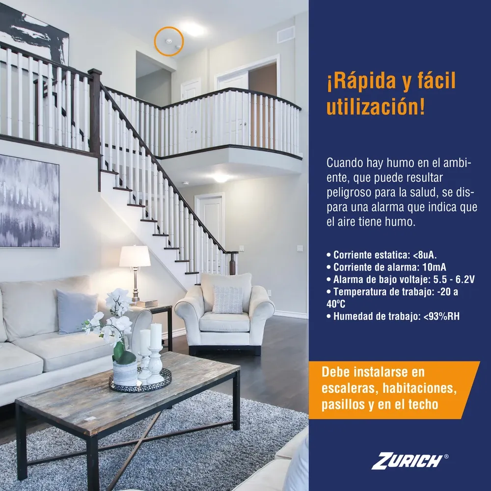 Sensor Detector De Humo Alarma 9v Zurich - Imagen 9