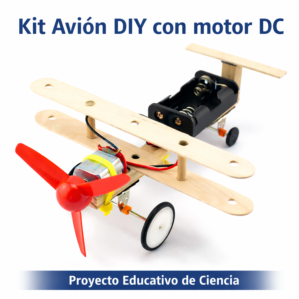 Kit Avión DIY con Hélice y Motor DC – Proyecto Escolar de Ciencia con Interruptor