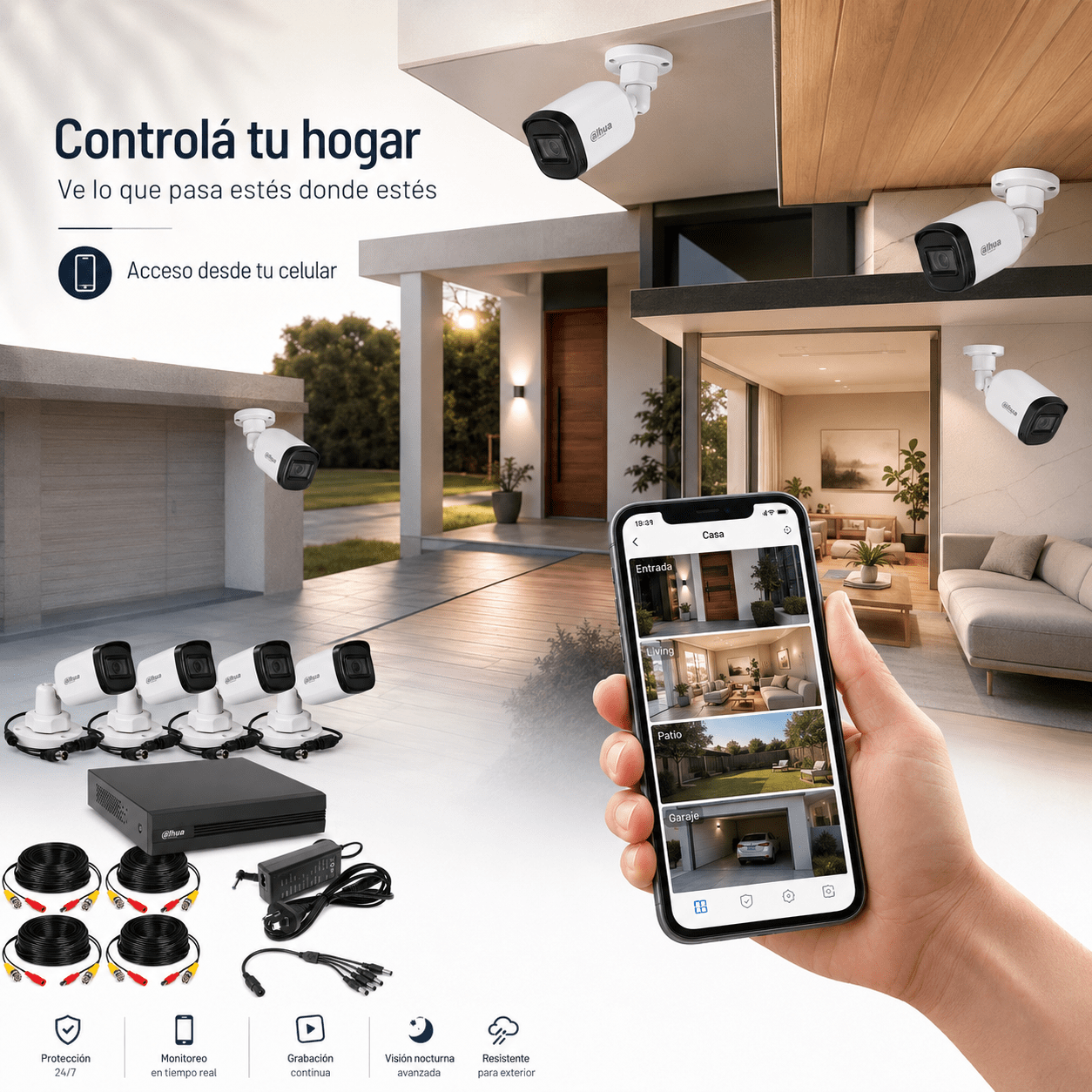 Kit de 4 Cámaras de Seguridad Dahua 4 Canales Full HD 1080p - Imagen 4
