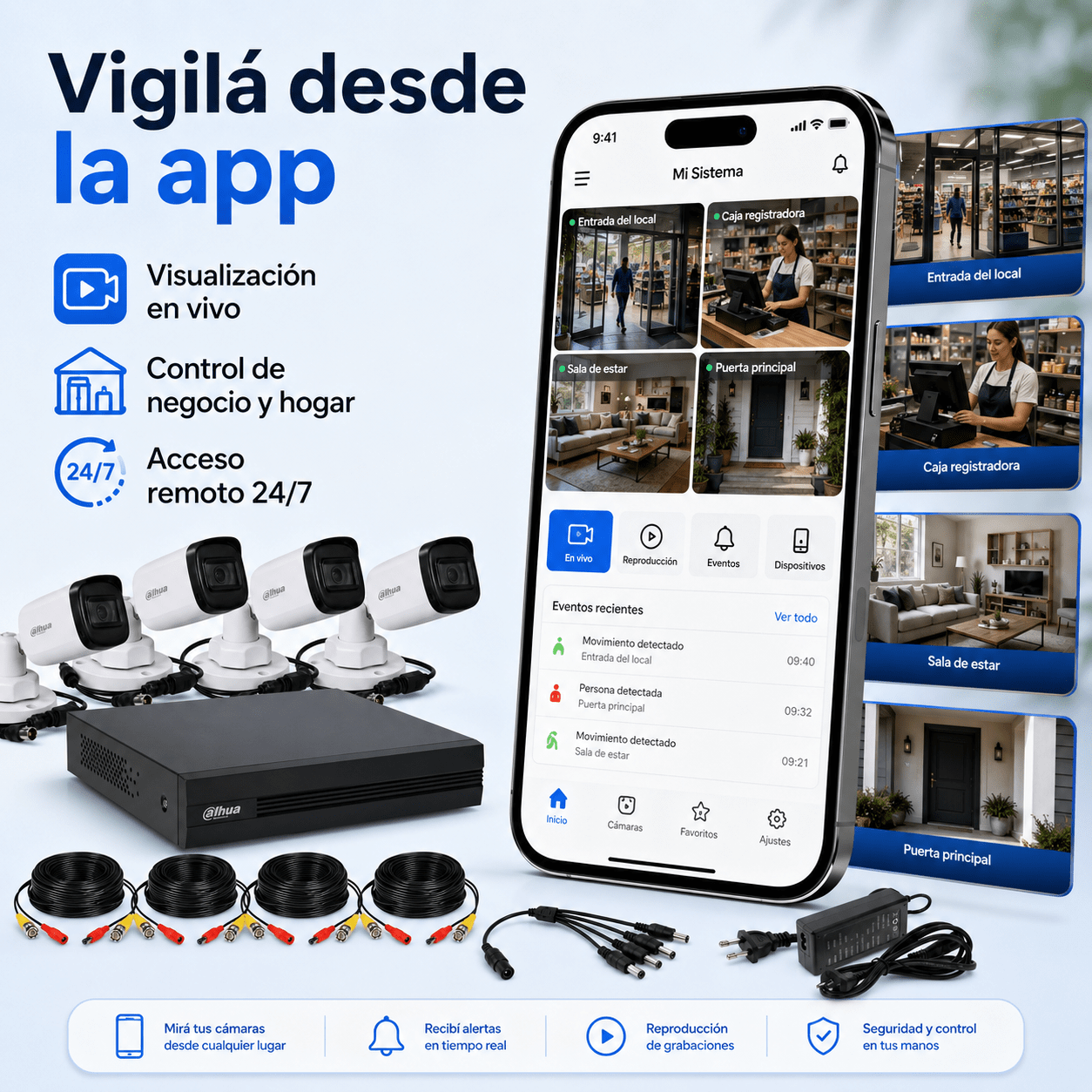 Kit de 4 Cámaras de Seguridad Dahua 4 Canales Full HD 1080p - Imagen 2
