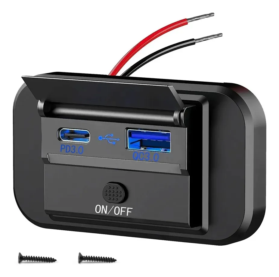 Toma Cargador Usb Tipo C On Off 12v 24v C/luz Cel