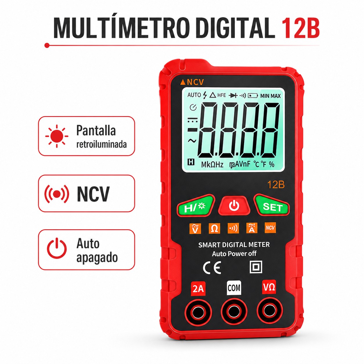 Tester Smart Mutimetro Digital Inteligence Linterna LCD NCV - Imagen 2