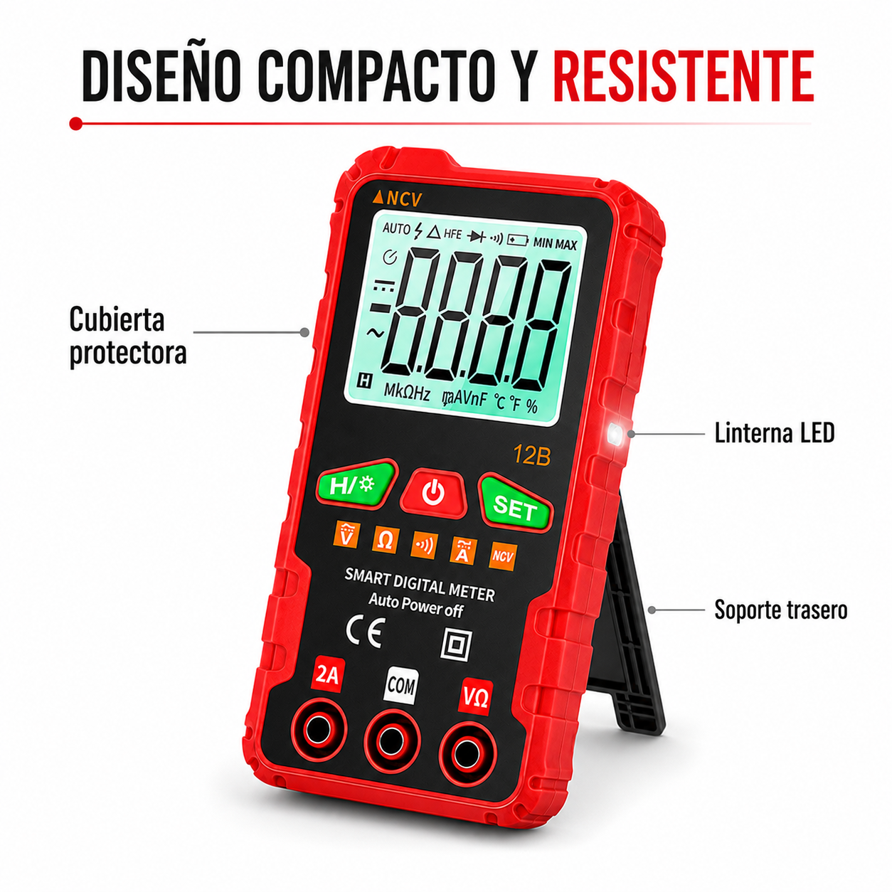 Tester Smart Mutimetro Digital Inteligence Linterna LCD NCV - Imagen 3