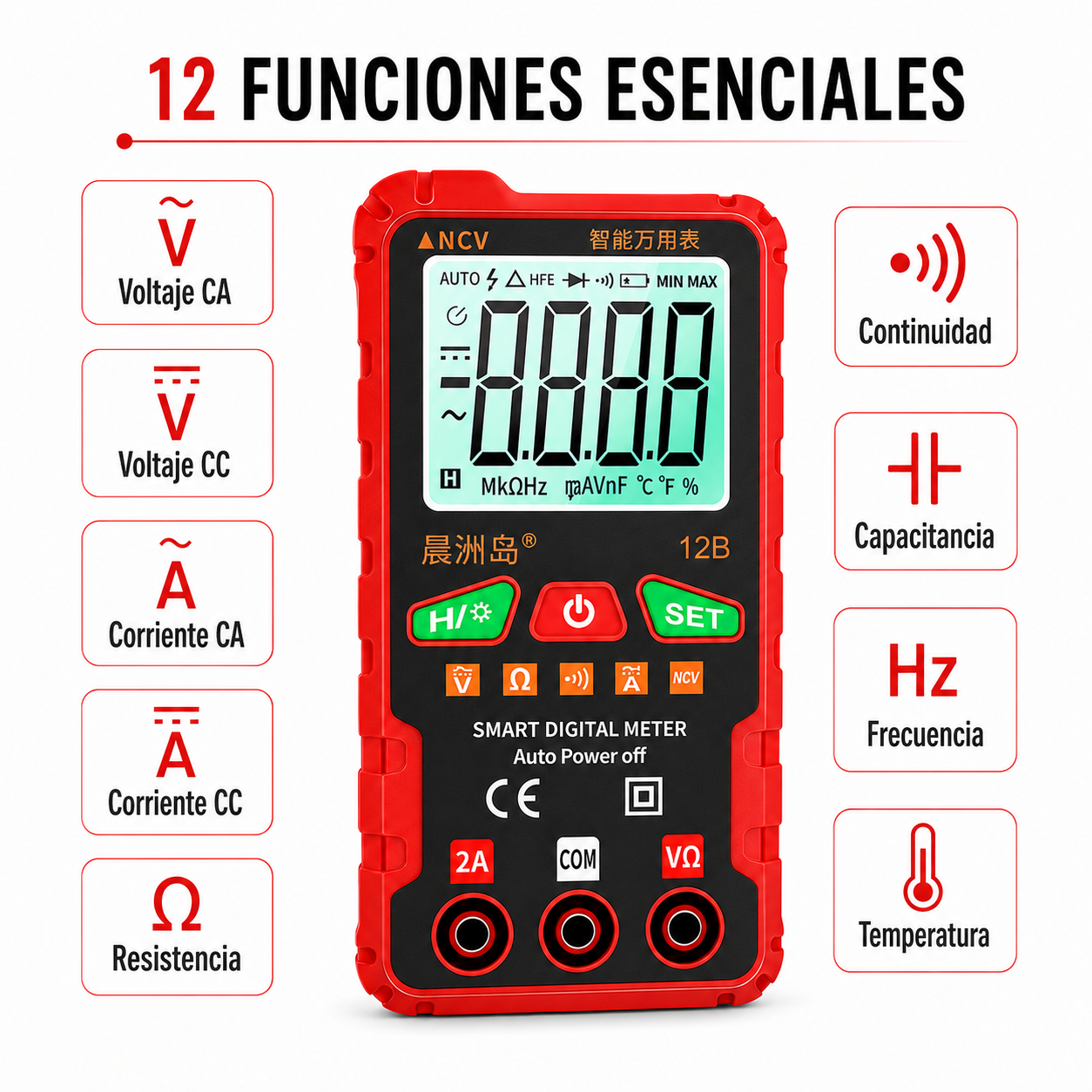 Tester Smart Mutimetro Digital Inteligence Linterna LCD NCV - Imagen 4
