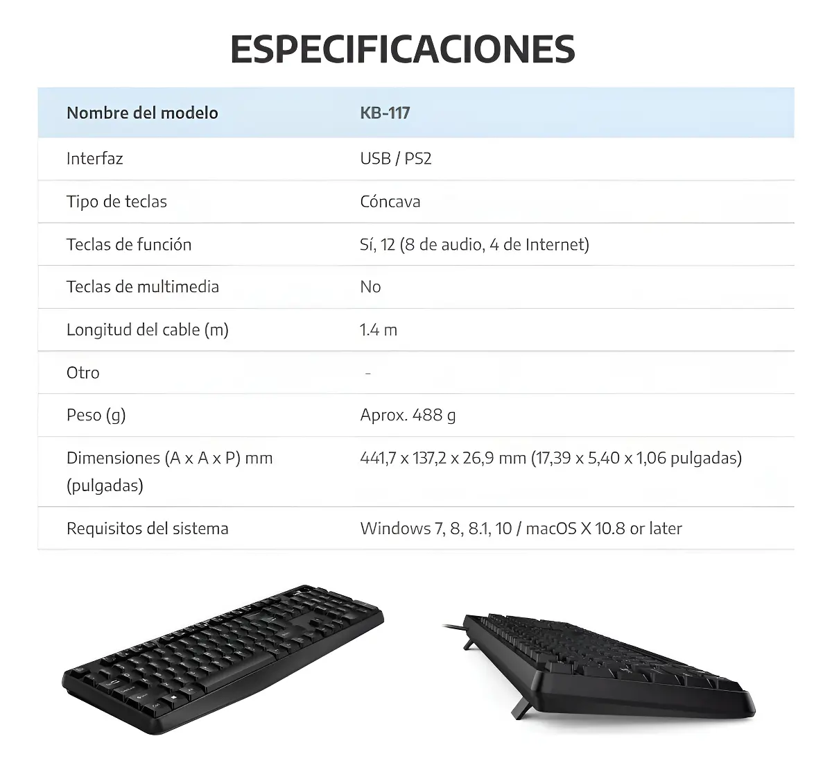 Teclado Usb Genius Kb-117 Compacto Silencioso Español España - Imagen 3