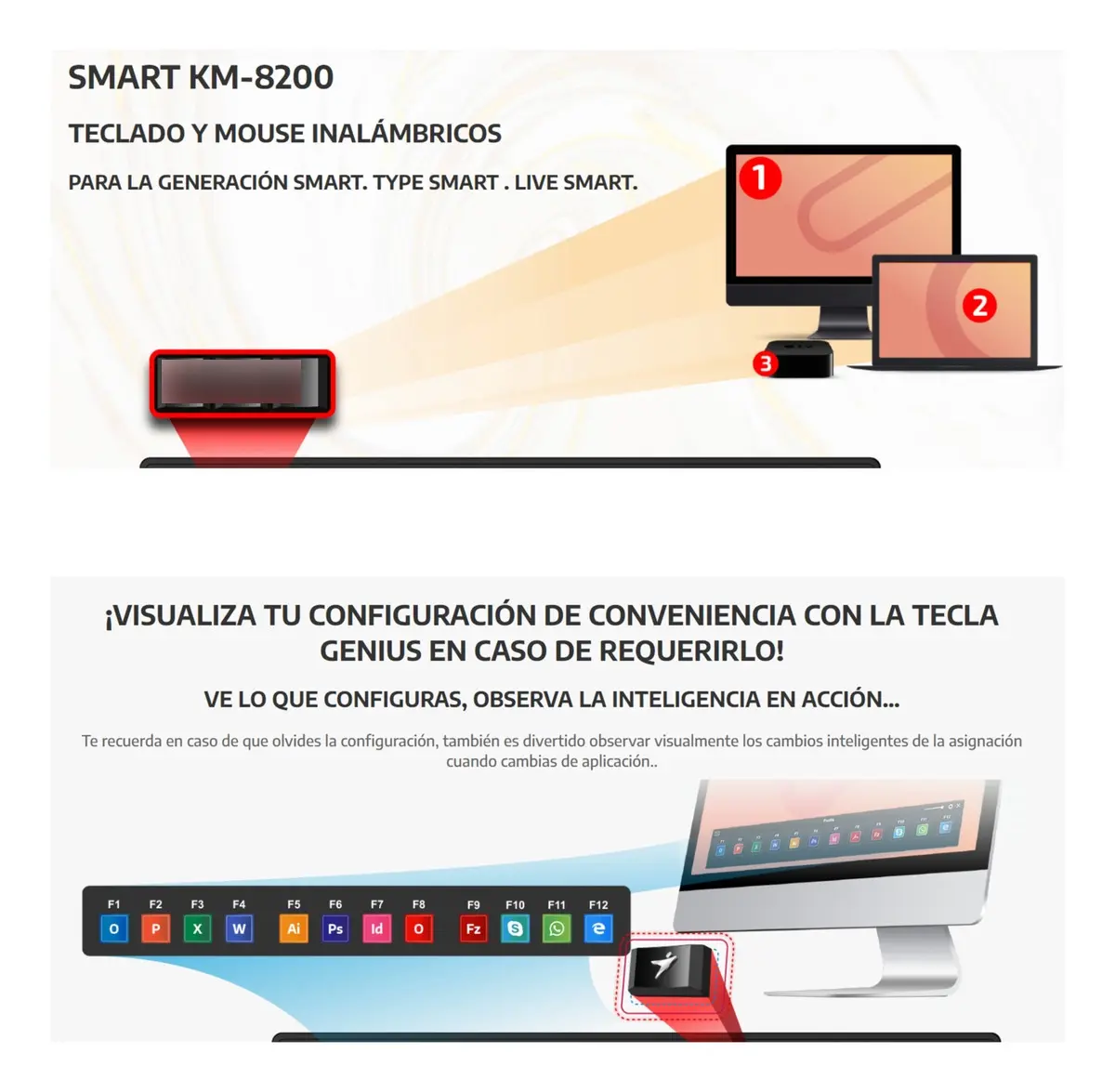 Kit Teclado y Mouse Genius KM-8200 Inalámbrico en Español - Imagen 4