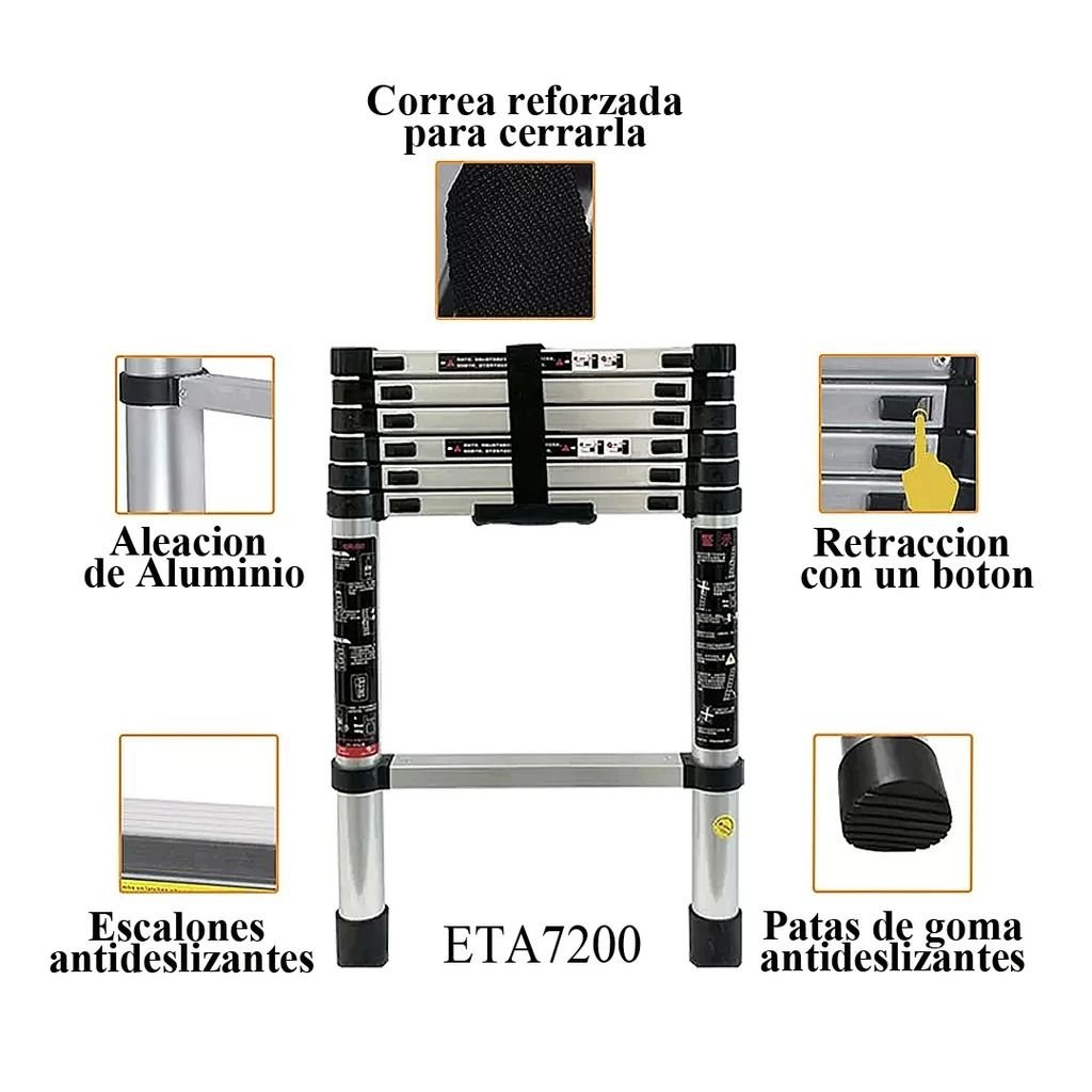 Escalera Telescópica Extensible 7 Escalones 2 Metros Ja - Imagen 3