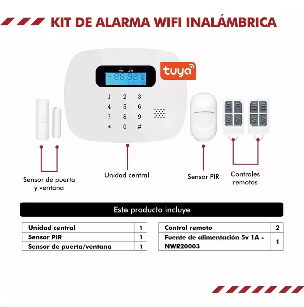 Kit Alarma Wifi Smart Inalámbrica 24 Zonas Ficatto - Imagen 3